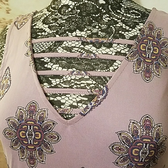 Pink Rose pink print tunic/dress, size L - Picture 2 of 3